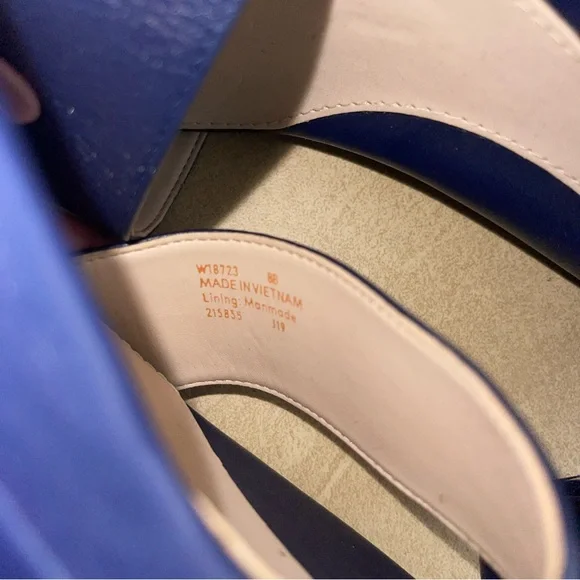 Cole Haan Grand Ambition Blue Wedge Sandals Ankle Strap Leather Size 8B - Picture 8 of 8